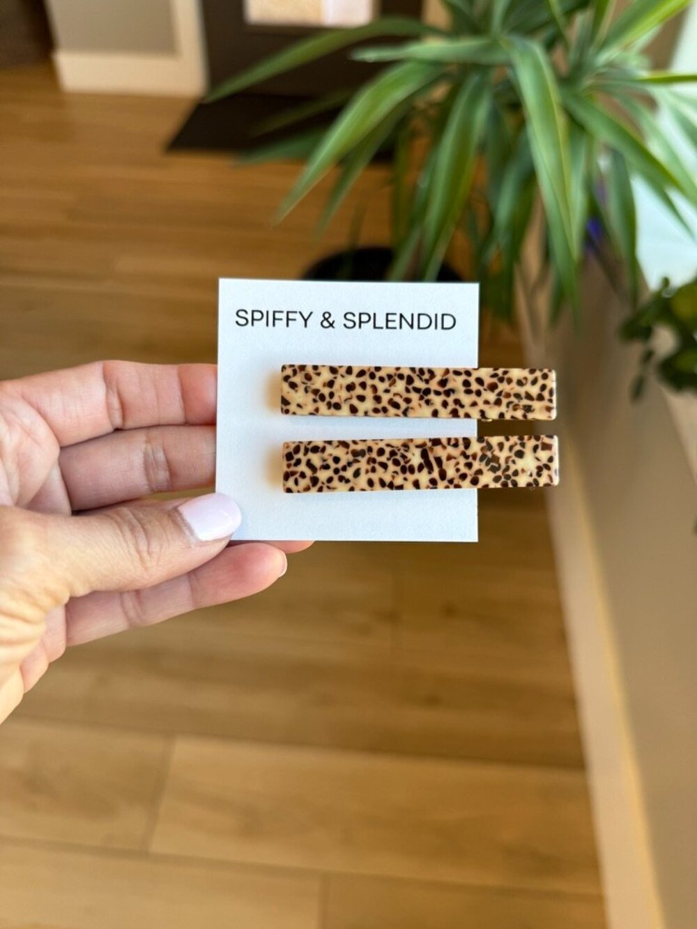 π 2/$20 Brown Dot Hair Clips - Set of 2 - Picture 4 of 11